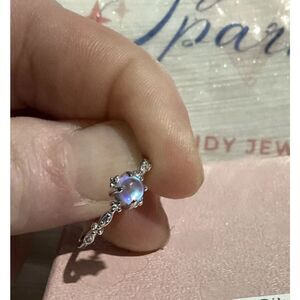 🌓Gorgeous Solid Sterling Silver Petite Moonstone Ring